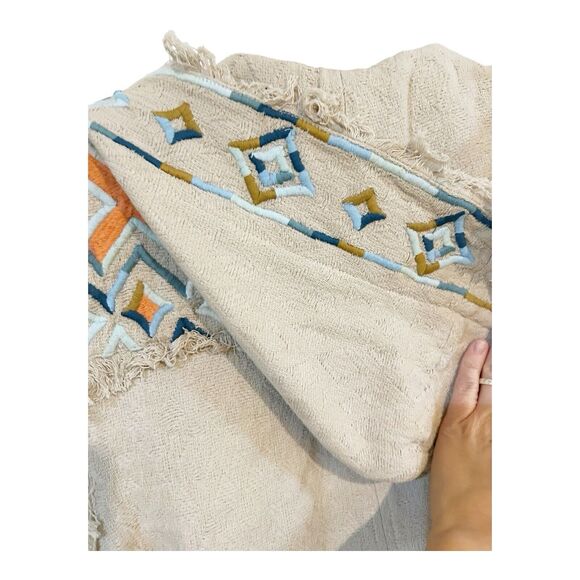 Free People Canvas Hooded Utility Vest Jacket Tie Waist NWT Sz S Aztec Trim - Picture 9 of 10